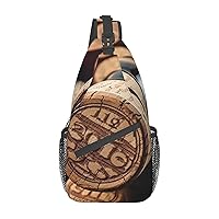Vintage Wine bottle Print Cross Chest Bag Sling Backpack Crossbody Shoulder Bag Travel Hiking Daypack Unisex