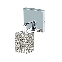 Elegant Lighting 1281W-S-S-Cl/Rc Royal Cut Mini 1-Light Wall Sconce, Finished in Chrome with Clear Crystals