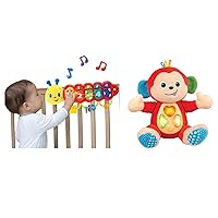 KiddoLab Play & Learn Bundle: Lira's Light-Up Caterpillar Crib Toy & Melodic Monkey Plush - Engaging Musical Pals for Your Little One.