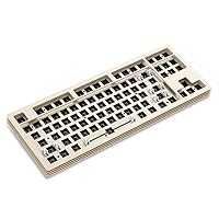 AJAZZ AKC087 DIY Mechanical Keyboard Kit, Tri-mode Kit, Multi-layer Base, Aluminum CNC Casing, 75% Compact Layout, TKL, Hotswappable Compatible with 3Pin 5Pin Gateron/Cherry/Kailh/Otemu Switch (White)