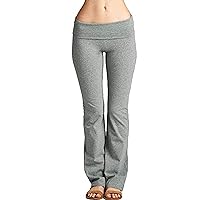 Women's Yoga Leggings Low Rise Bootcut Flare Yoga Pants, Solid 4-Way-Stretch Sweatpant Workout Pants Palazzo Pant Gray