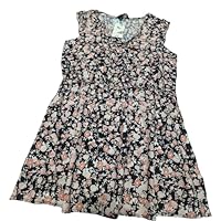Floral Print Midi Dress Sleeveless Summer Beach Keyhole Frill Tunic