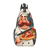 Chef Pizza Cross Chest Bag Diagonally Crossbody Shoulder Bag Travel Backpack Sling Bag for Women Men