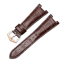 Genuine Leather Watch Band for Patek Philippe 5711 5712G Nautilus Watchs Men and Women Special Notch Watch Strap 25mm*12mm (Color : 25-12mm, Size : Black-Gold)