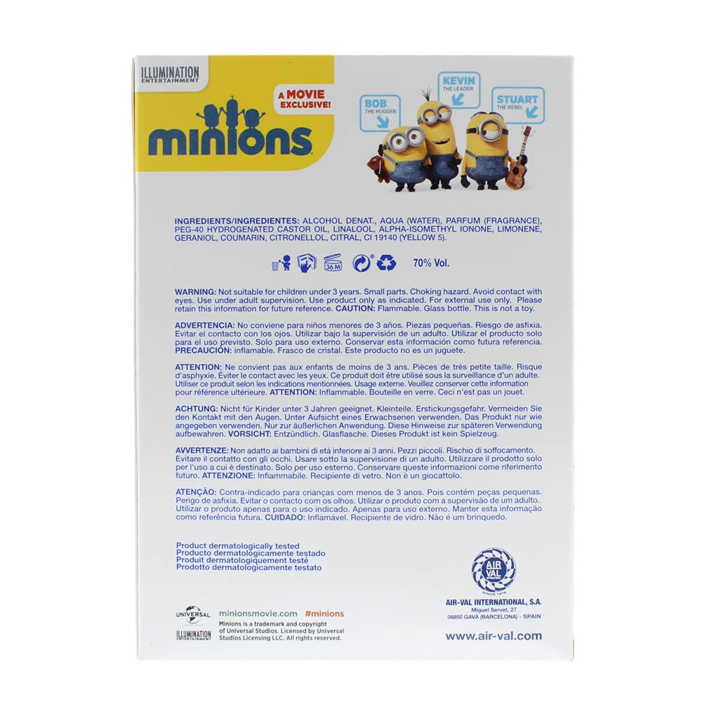 Minions, Universal, Fragrance, for Kids, Eau de Toilette, EDT, 3.4oz, 100ml, Made in Spain, by Air Val International