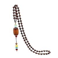MZFJWY 8mm Wooden Bead Necklace Chain Multicolor Bead Tassel Charms Pendant Handmade Jewelry Necklace Gift for Women Girls