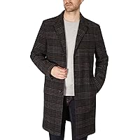Tommy Hilfiger Mens Addison Wool-Blend Trim Fit Overcoat 48 Long Black