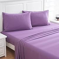 Queen Sheet Set Ultra Soft Queen Bed Sheets 1800 Series Luxury Cooling Sheets-100% Microfiber-Breathable-Wrinkle Free - Queen Size Purple-4PC
