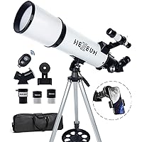 Telescope 80mm Aperture 600mm - Astronomical Portable Refracting Telescope Fully Multi-coated High Transmission Coatings AZ Mount with Tripod Phone Adapter, Wireless Control, Carrying Bag. Easy Set Up