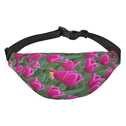 Tulips Waist Bag For Women And Men Fashion Large Fanny Pack With Adjustable Strap For Sports Running