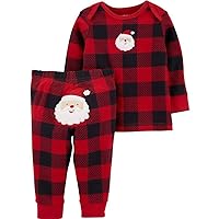 Carters Infant Boys Buffalo Plaid Santa Claus 2 Piece Christmas Outfit Set