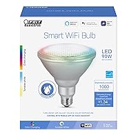 PAR38/RGBW/CA/AG 90 Watt Equiv, 2.4 GHz WiFi Only, No Hub Required, Color Changing and Tunable White, Dimmable, Alexa or Google Assistant PAR38 LED Smart Light Bulb RGBW