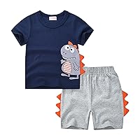Baby Boy Pajamas 2023 New Cute Cartoon Pattern Shorts Shorts Sports Style Suitable for Home and (Grey, 18-24 Months)