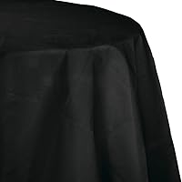 Club Pack of 12 Jet Black Disposable Tissue/Poly Octy-Round Picnic Party Table Covers 82