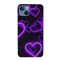 Fashional Purple Hearts Printed Clear Case for iPhone 13 Mini Case 5.4 Inch - Shockproof Phone Case Cover with Wireless Fast Charging, Not Yellowing