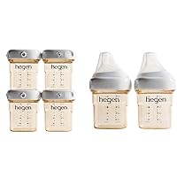 Hegen Baby Bottles 5oz with Slow Flow Teats (2 Pack) and Breast Milk Storage 5oz (4 Pack)