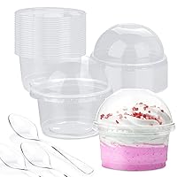 Rocutus Dessert Cups Clear Plastic Cups,50 Pack Dessert Cups Clear Plastic Cups with Dome Lids,Party Cups Fruit Cups Snack Bowls for Iced Cold Drinks Ice Cream Cupcake Parfait (5 OZ)