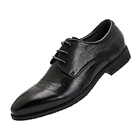 Men's Genuine Leather Oxfords Brogue Lace Up Style Burnished Toe Shoes Anti Skid Dress