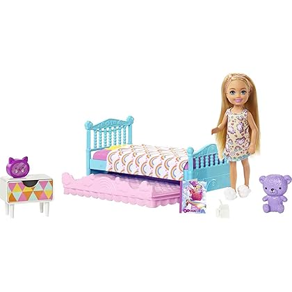 Barbie Club Chelsea Doll & Bedroom Playset with Working Trundle Bed, Furniture & Accessories, Blonde Small Doll (Amazon Exclusive)