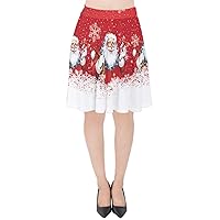 CowCow Womens Christmas Soft Velvet Skirt Vintage Reindeer Character On Stretchy Skater Skirts