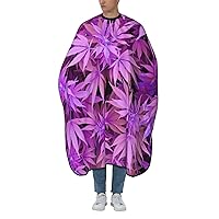 55x66 Inch Salon Cape With Snap Closure Purple-Leaves-Weed Adult Hair Cutting Cape Barber Cape