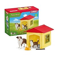 Schleich Farm World 6pc. Dog and Puppy Figurine Playset - Highly Detailed and Durable Dog and Puppy Toy Playset with Dog House, Fun and Educational Play for Boys and Girls, Gift for Kids Ages 3+