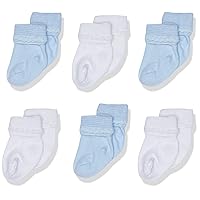 Jefferies Socks Baby Newborn Bubble Stitch Rock-a-bye Bootie 6 Pair Pack Socks, Blue/White, Newborn