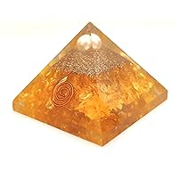 Healing Crystal Yellow Aventurine Orgonite Pyramid Metaphysical Stone Figurine, 45-50 MM Stone Pyramid Reiki Chakra Gemstone Energy Charged Generator with Gift Pouch