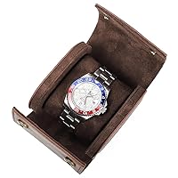Watch Storage Case for Storage Travel & Display,Portable Oval Watch Storage Case for Travel & Display - Durable Crazy Horse Leather, Ideal for Larger Wrist Watches