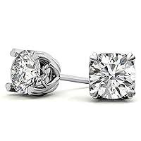 Moissanite Stud Earings, 1ct-3ct DEF Color Brilliant Round Cut Lab Created Diamond Earring in Pure 10K/14K/18K Gold Friction Push Back for Women