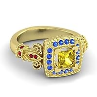 Belle Princess Ring 14K Yellow Gold Over 925 Sterling Silver