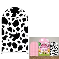 Cow Arch Backdrop Covers Farm Theme Party Chiara Backdrops Arched Stretchy Background for Birthday Parties Decoration Baby Shower Kids Photo Booth Double-Sided Arched Props GX-247-2.5x6ft