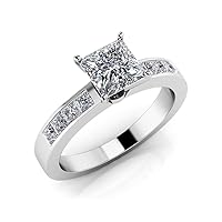 1.45 ct Ladies Princess Cut Diamond Engagement Ring ( Color G Clarity SI1) Platinum