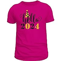 Hello 2024 Funny New Unisex Heavy Cotton Tee-Shirt for Mens Womens