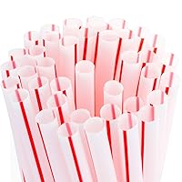 Retro, Extra Sturdy Sanitary Plastic Straws 600pk. BPA-Free, Individually Wrapped Red and White Striped Jumbo Disposable 7.75 Inch Drinking Straw. Best for Milkshakes, Smoothies, and Thick Drinks.