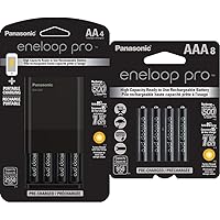 Panasonic eneloop pro Rechargeable Battery Charger Bundle with AAA and AA Batteries (8-Pack)