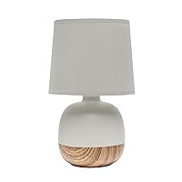 Simple Designs LT2078-LWG Petite Mid Century Table Lamp, Light Wood and Light Gray