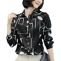 Real Silk Women's Black White Shirt Turn-Down Collar Long Sleeve Shirts Blouses for Women Woman Casual Blouse Tops
