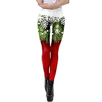 Workout Leggings for Women High Waisted Stretchy Yoga Leggings Snowman Printed Casual Workout Leggings Gym Yoga Pants