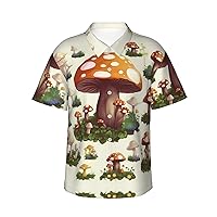 Japanese Painting Mushroom Print Hawaiian Shirt Beach Holiday Casual Cuban Shirts