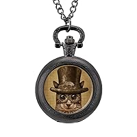 Steam Punk Grunge Cat Pocket Watches for Men with Chain Digital Vintage Mechanical Pocket Watch