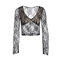 Goth Crop Top for Teen Girls Aesthetic Emo Shirts Casual Tops for Women Long Sleeve Punk