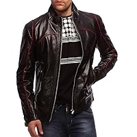 Stylish Men Biker Motorcycle Zipper Slim Fit Leather Casual Jacket A495