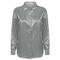 iiniim Women's Silk Blouse Shirts Retro Style Ladies Charmeuse Office Wear Basic Solid Tops