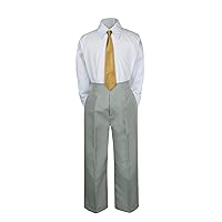 3PC Shirt Gray Pants Nectie Set Baby Boy Toddler Kid Formal Suit Sm-237