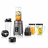 Blender for Shakes and Smoothies, 600W Personal Blender, Smoothie Blender with 2 BPA-Free 20 Oz Sport Cup, 2 Party Mugs, 1 * 10 Oz short cup,Easy to Clean