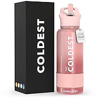Coldest Sports Water Bottle with Straw Lid Vacuum Insulated Stainless Steel Metal Thermos Bottles Reusable Leak Proof Flask for Sports Gym (32 oz, Bellatrix Pink)