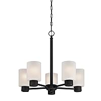 Westinghouse 6353800 Sylvestre Five-Light Indoor Chandelier, Oil Rubbed Bronze Finish with Frosted Glass