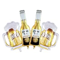 Beer Cup Balloon, 40 inch Beer Bottle Mylar Balloons Large Foil Beer Cups Cheers Balloon for Summer Party, Beer Festival, Birthday Party Christmas Wedding Decorations (4Pcs)