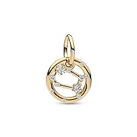 PANDORA Moments Zodiac Gemini Charm Pendant Made of Sterling Silver with 14 Carat Gold-Plated Metal Alloy, Cubic Zirconia, Compatible Moments Bracelets, 762711C01, Sterling Silver, Cubic Zirconia